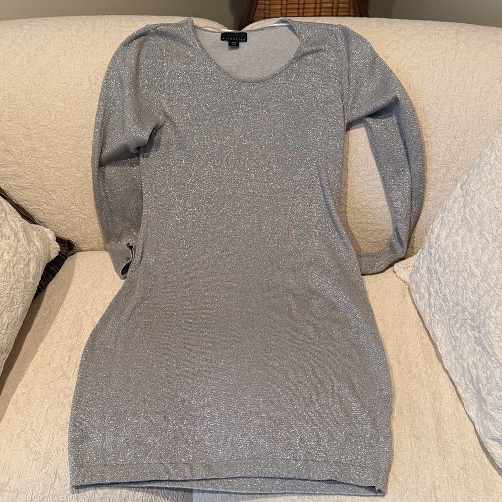 Attention Silver Long Sleeve Mini Dress/ Tunic